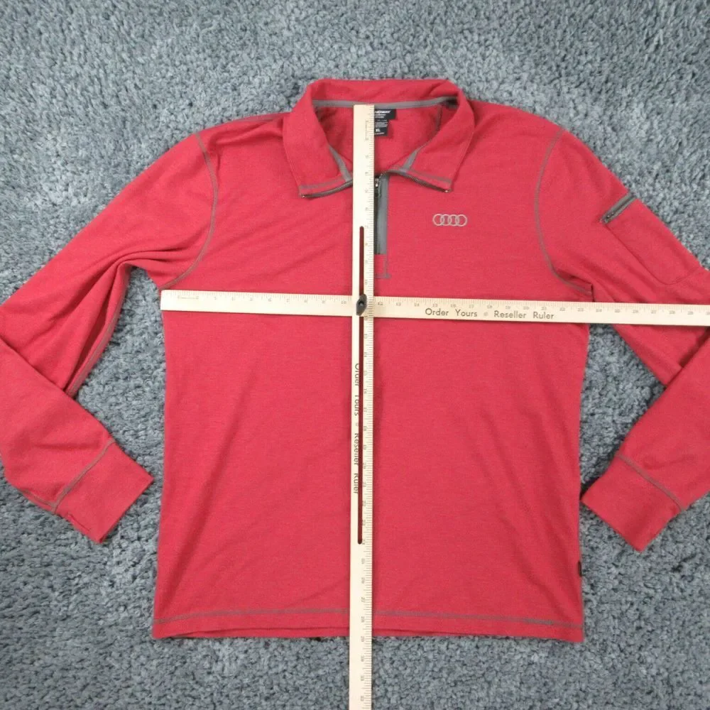 Landway Sweater Mens Extra Large Red Cityluxe Long Sleeve Pullover 1/4 Zip